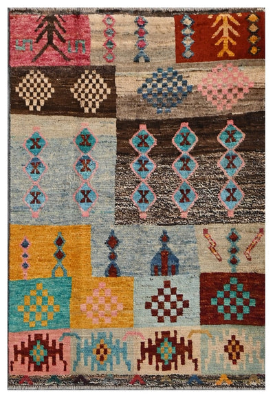 Taimany - Tappeto Tribale in Lana Multicolore - Fatto a Mano 147x97cm - CarpetLiving