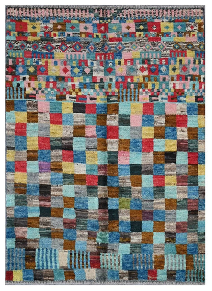Taimany - Multicolor Tribal Wool Rug - Hand-Knotted 140x98cm
