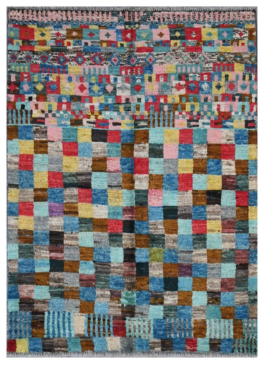 Taimany - Multicolor Tribal Wool Rug - Hand-Knotted 140x98cm