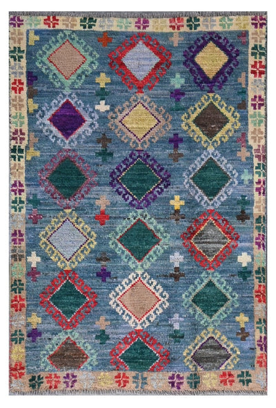 Taimany - Tappeto Tribale in Lana Multicolore - Fatto a Mano 119x79cm