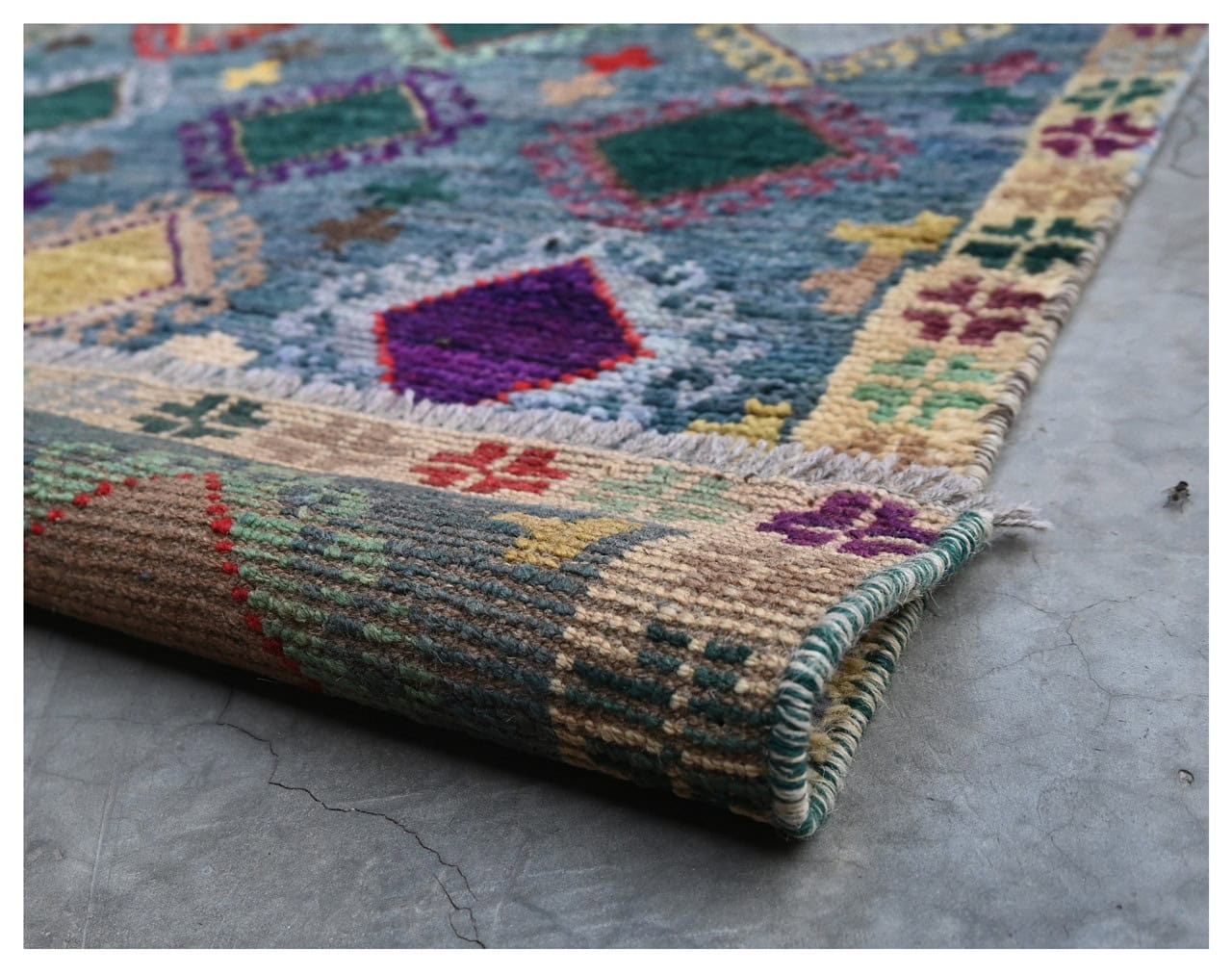 Taimany - Multicolor Tribal Wool Rug - Hand-Knotted 119x79cm