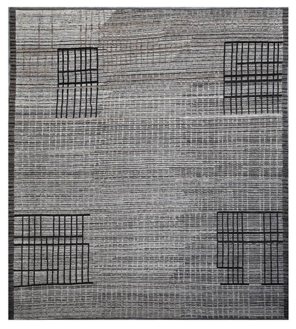 Modern design grey Berber style carpet, handmade 289x251cm