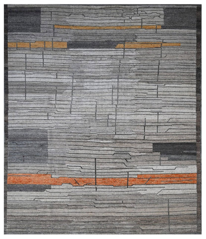 Modern design grey Berber style carpet, handmade 295x244cm