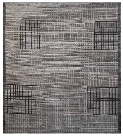 Modern design grey Berber style carpet, handmade 292x251cm
