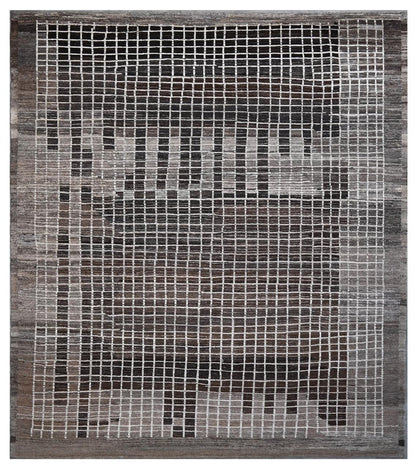 Modern design brown Berber style carpet, handmade 300x249cm