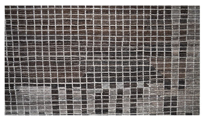 Modern design brown Berber style carpet, handmade 300x249cm
