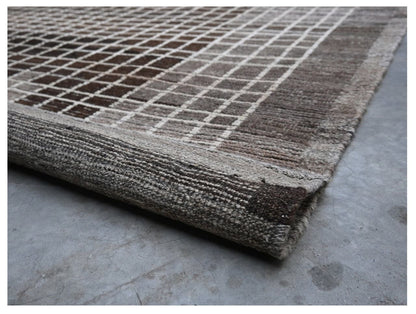 Modern design brown Berber style carpet, handmade 300x249cm