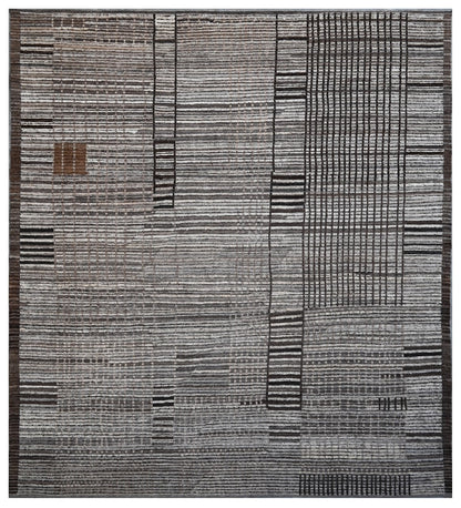 Modern design grey Berber style carpet, handmade 288x256cm