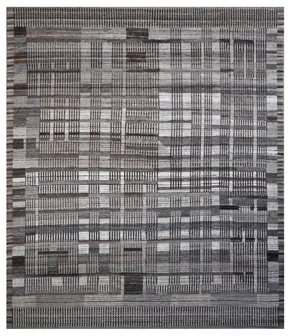 Modern design grey Berber style carpet, handmade 294x243cm