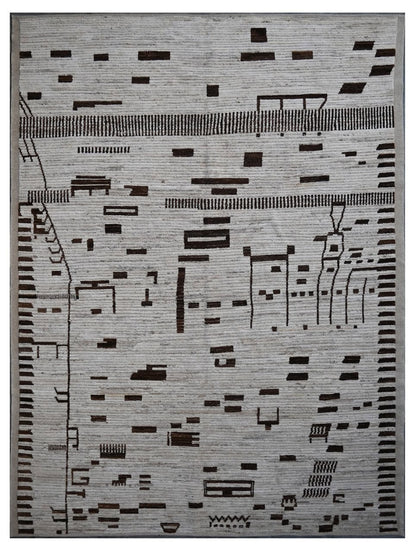 Modern design grey Berber style carpet, handmade 342x245cm