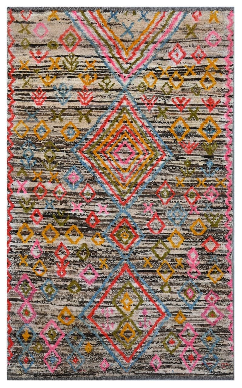 Taimany - Multicolor Tribal Wool Rug - Hand-Knotted 142x84cm