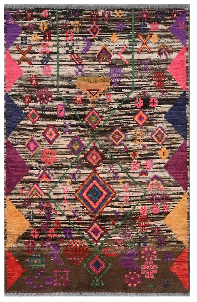 Taimany - Tappeto Tribale in Lana Multicolore - Fatto a Mano 137x85cm