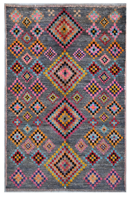 Taimany - Multicolor Tribal Wool Rug - Hand-Knotted 150x94cm