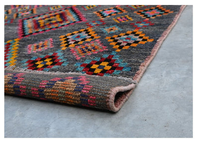Taimany - Tappeto Tribale in Lana Multicolore - Fatto a Mano 150x94cm - CarpetLiving