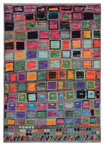 Taimany - Tappeto Tribale in Lana Multicolore - Fatto a Mano 133x87cm