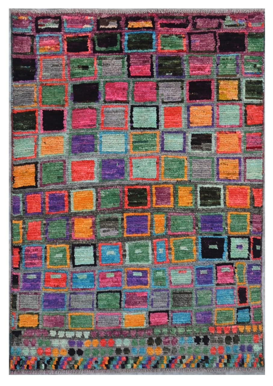 Taimany - Multicolor Tribal Wool Rug - Hand-Knotted 133x87cm