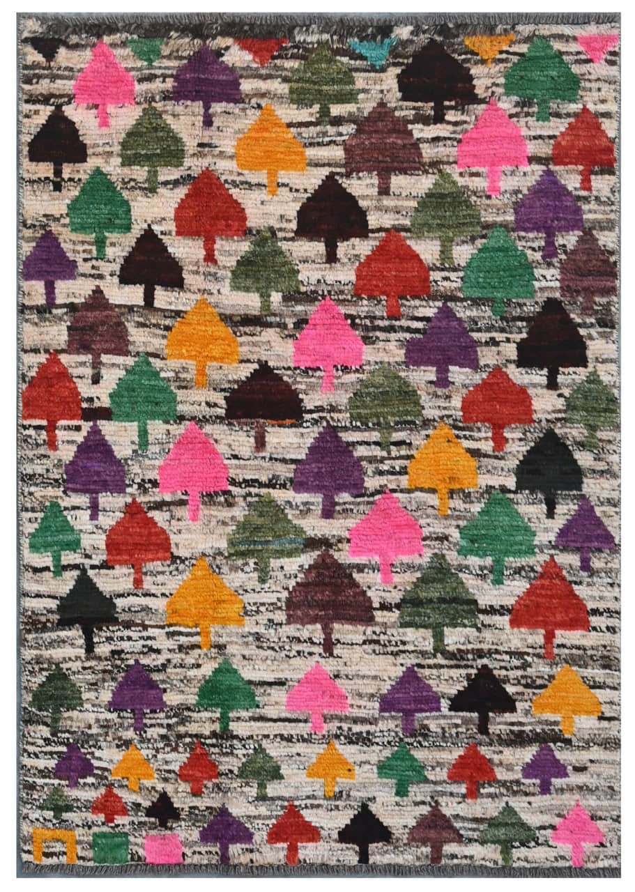 Taimany - Multicolor Tribal Wool Rug - Hand-Knotted 121x80cm