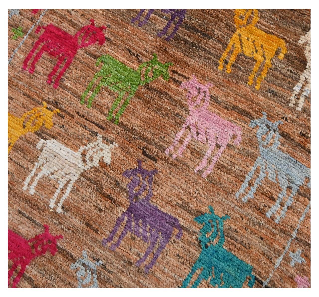 Taimany - Multicolor Tribal Wool Rug - Hand-Knotted 101x83cm