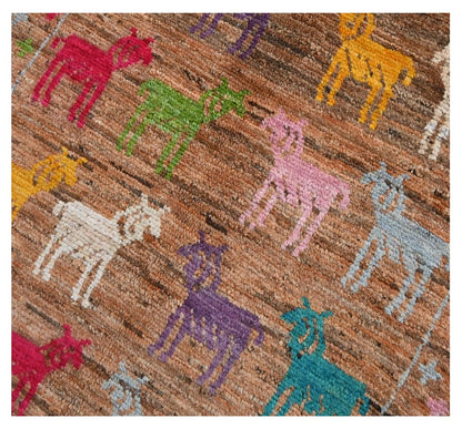 Taimany - Multicolor Tribal Wool Rug - Hand-Knotted 101x83cm