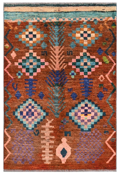 Taimany - Tappeto Tribale in Lana Multicolore - Fatto a Mano 136x90cm - CarpetLiving