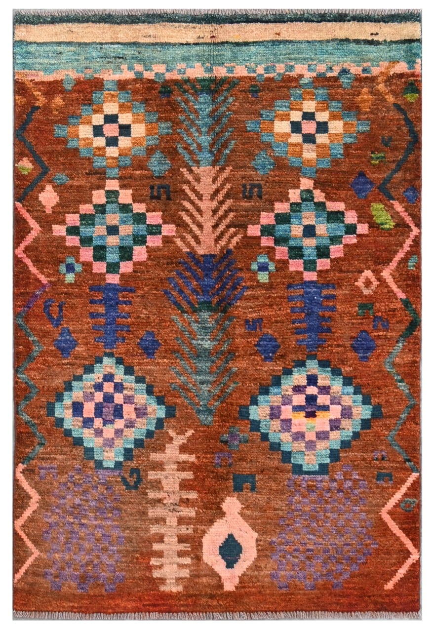 Taimany - Multicolor Tribal Wool Rug - Hand-Knotted 136x90cm