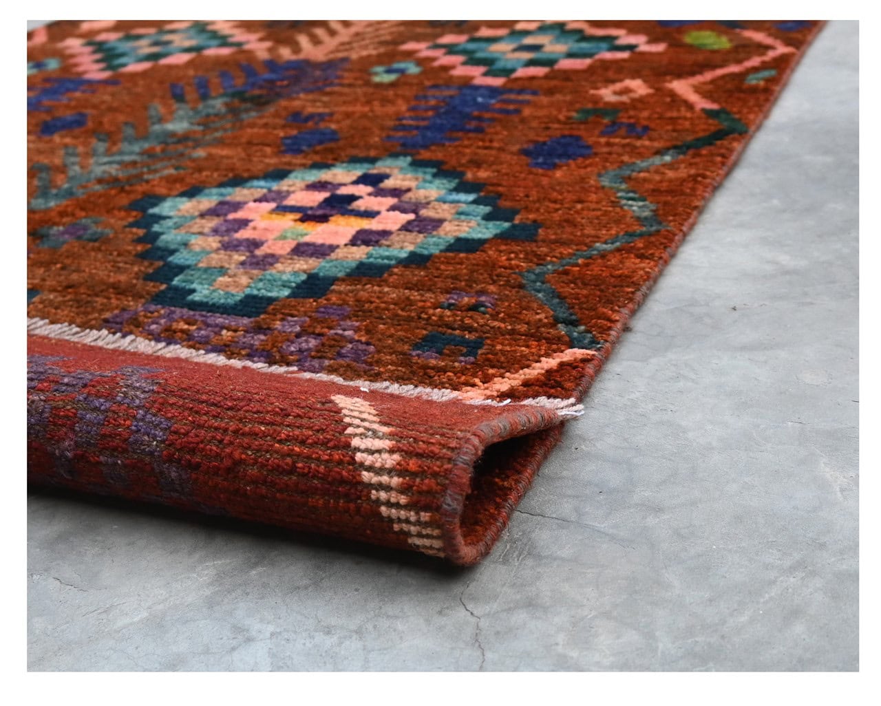 Taimany - Multicolor Tribal Wool Rug - Hand-Knotted 136x90cm