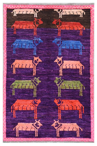 Taimany - Multicolor Tribal Wool Rug - Hand-Knotted 143x95cm