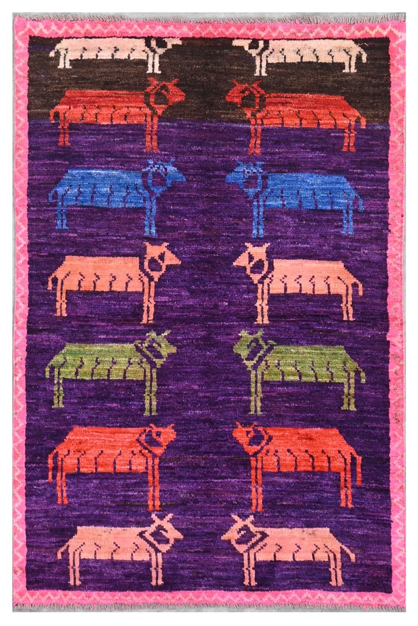 Taimany - Multicolor Tribal Wool Rug - Hand-Knotted 143x95cm
