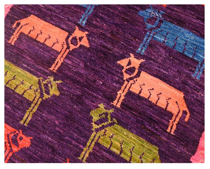 Taimany - Multicolor Tribal Wool Rug - Hand-Knotted 143x95cm