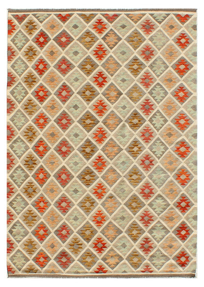 Tappeto Kilim Kaudani Afghan fatto a mano multicolore 311x199cm