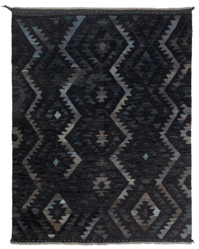 Tappeto Kilim Afghan Nero Naturale, Fatto a mano, 200x153cm - CarpetLiving