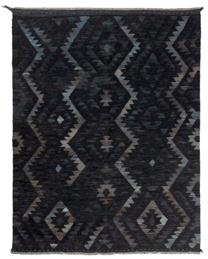 Tappeto Kilim Afghan Nero Naturale, Fatto a mano, 200x153cm