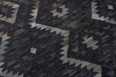 Tappeto Kilim Afghan Nero Naturale, Fatto a mano, 200x153cm - CarpetLiving