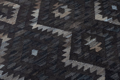 Tappeto Kilim Afghan Nero Naturale, Fatto a mano, 200x153cm