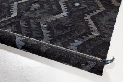 Tappeto Kilim Afghan Nero Naturale, Fatto a mano, 200x153cm