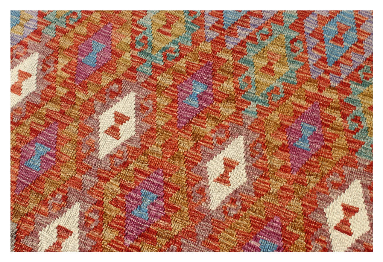 Tappeto Kilim Kaudani Afghan fatto a mano multicolore 295x204cm