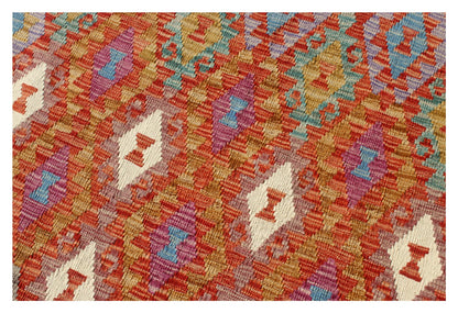 Tappeto Kilim Kaudani Afghan fatto a mano multicolore 295x204cm