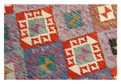 Tappeto Kilim Kaudani Afghan fatto a mano multicolore 295x204cm