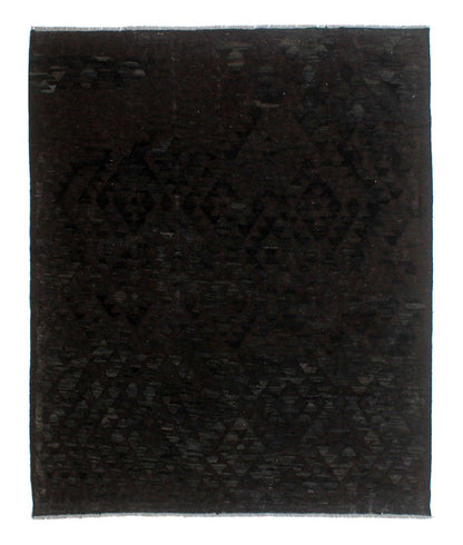Tappeto Kilim Afghan Nero Naturale, Fatto a mano, 201x166cm