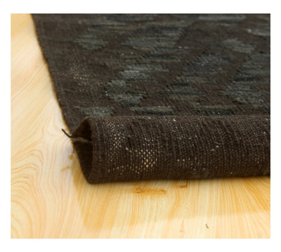 Tappeto Kilim Afghan Nero Naturale, Fatto a mano, 201x166cm - CarpetLiving