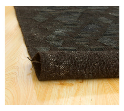 Tappeto Kilim Afghan Nero Naturale, Fatto a mano, 201x166cm