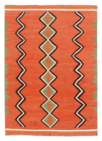 Tappeto Kilim moderno in lana multicolore 295x196cm