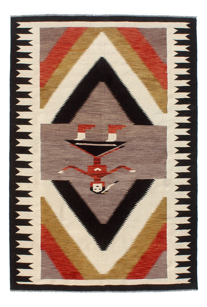 Tappeto Kilim moderno in lana multicolore 295x203cm