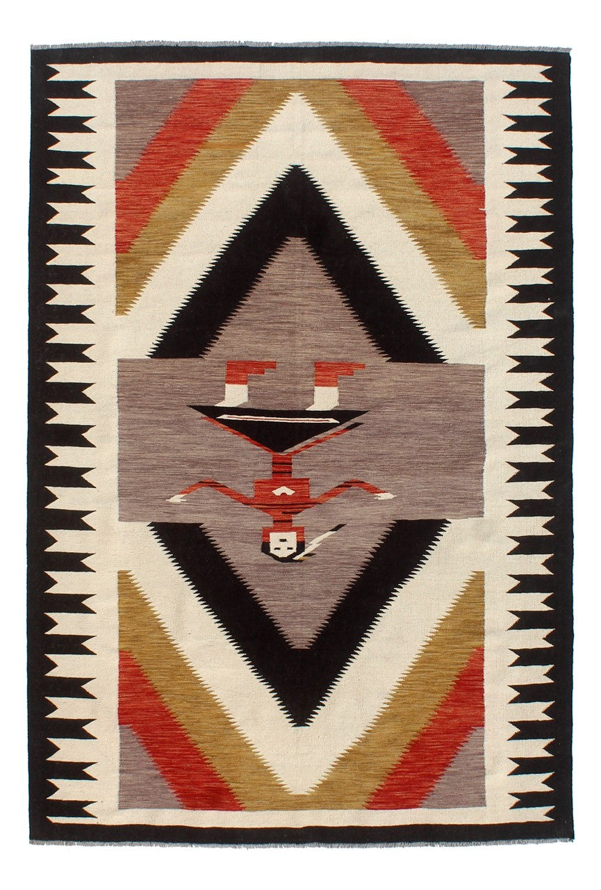 Tappeto Kilim moderno in lana multicolore 295x203cm