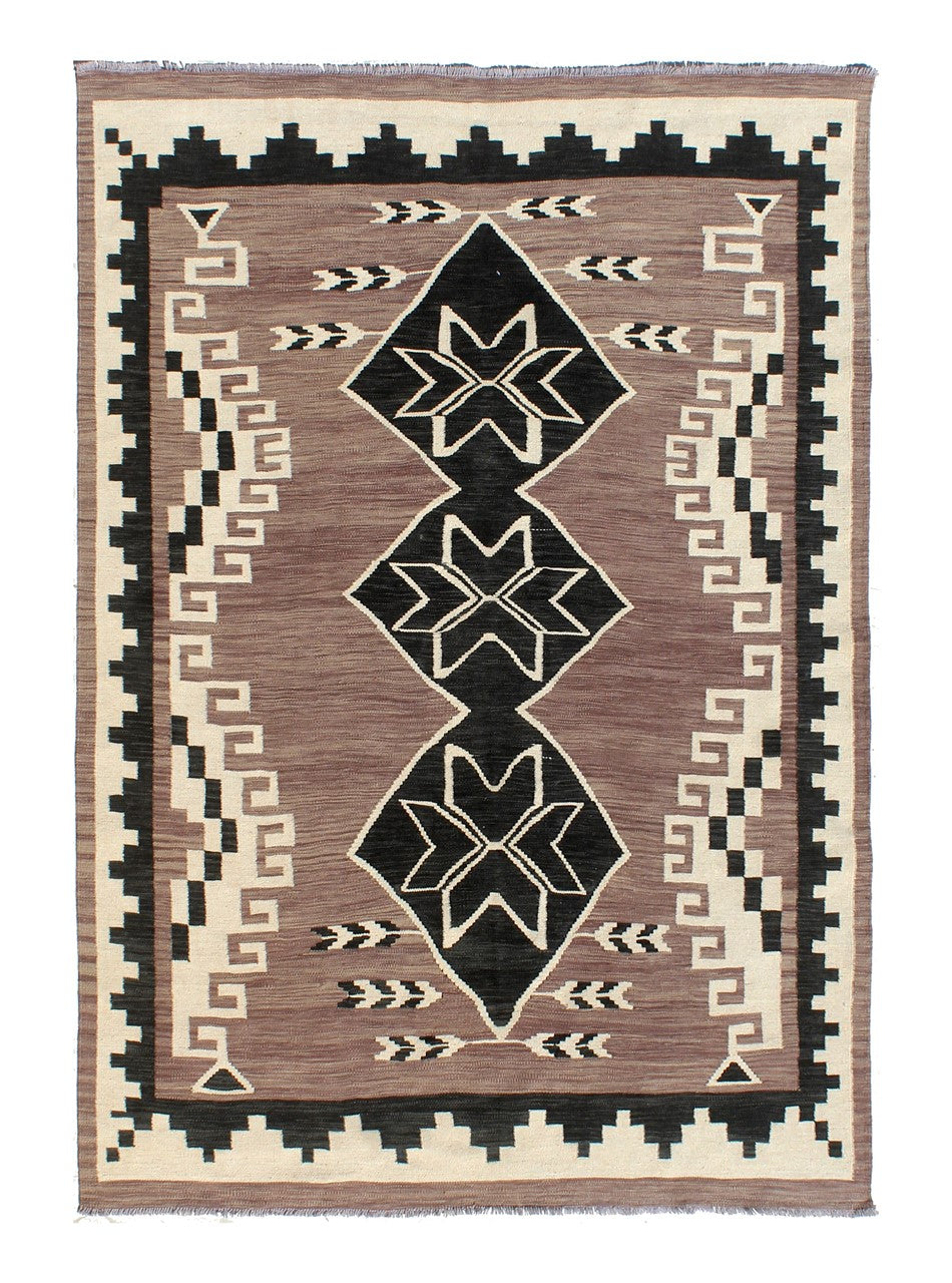 Tappeto Kilim moderno in lana multicolore 248x174cm