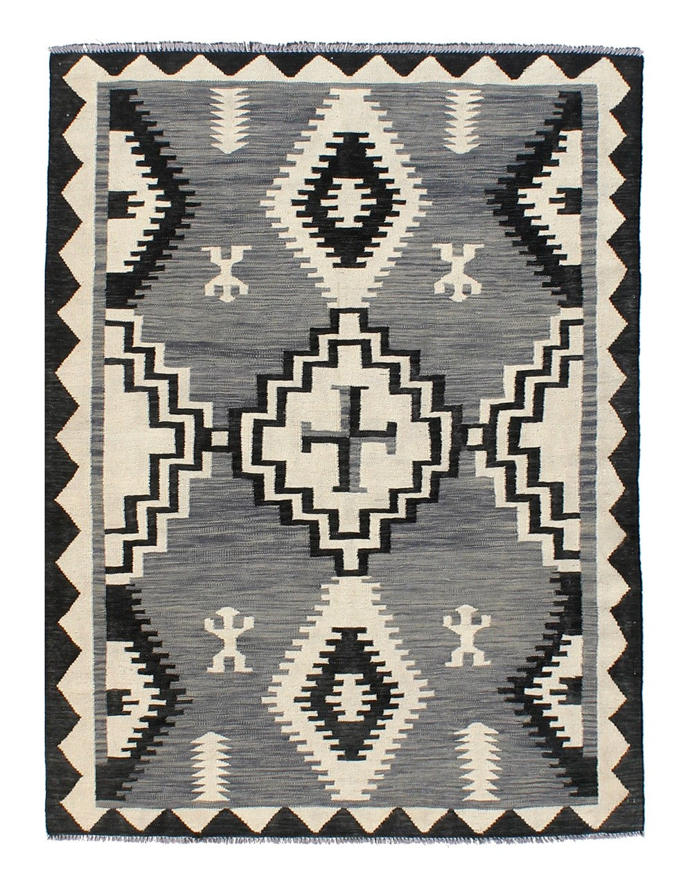 Tappeto Kilim moderno in lana multicolore 193x145cm