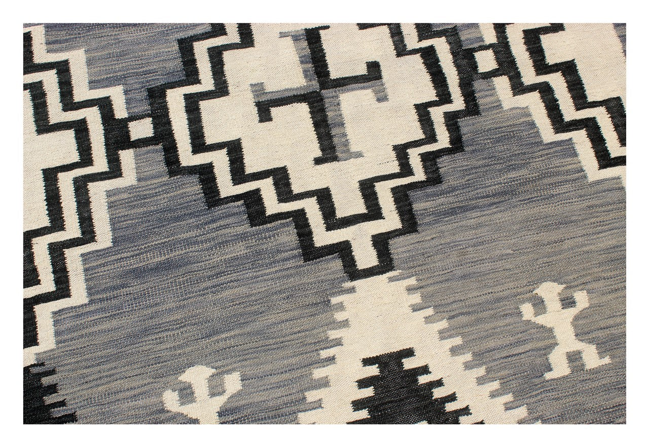 Tappeto Kilim moderno in lana multicolore 193x145cm