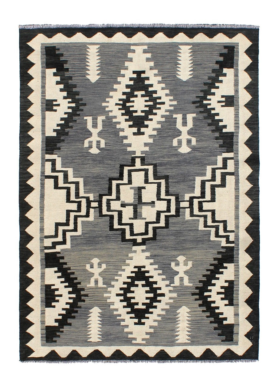 Modern wool Kilim carpet multi 201x140cm