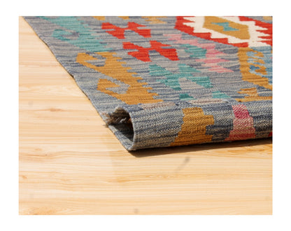 Tappeto Kilim Kaudani Afghan fatto a mano multicolore 300x202cm