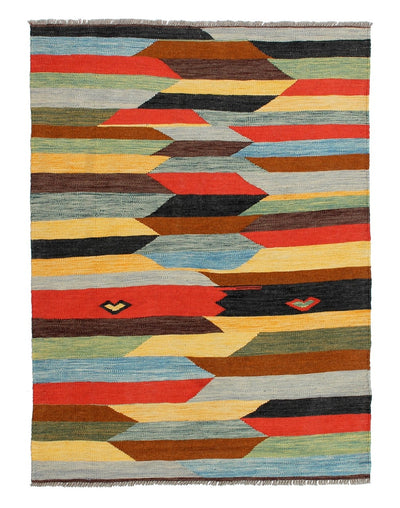 Taimany - Kilim Tribale in Lana Multicolore - Tappeto Fatto a Mano 176x120cm